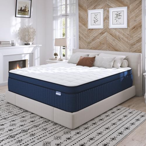 King Size Mattress, 14 Inch King Mattress in a Box, Medium Firm Pocket Spring and Gel Memory Foam for Superior Comfort, Pressure Relief, Strong Edge Support