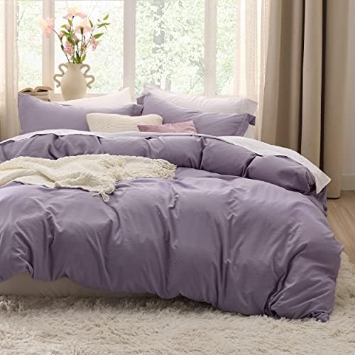 Bedsure Grayish Purple Duvet Cover King Size - 3 Pieces Prewashed Extra Soft Bedding Set, Includes 1 Duvet Cover 104x90 Inches with Zipper Closure & 2 Pillow Shams, Comforter Not Included
