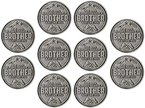 Brothers Coin Bulk Pack of 10, Blessed to Have a Brother Like You, Pocket Keepsake Gifts of Appreciation for Boys & Men, Birthday & Distance Gifts, Tokens of Appreciation for Family