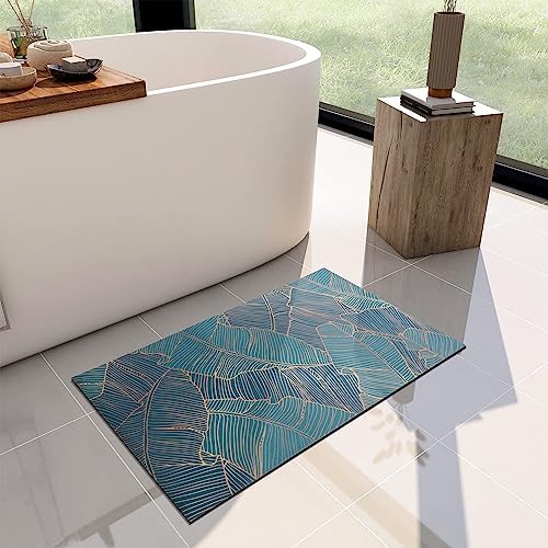 YIHOUSE Thin Bath Mat -24"x 16" Super Absorbent Quick Dry Thin Bathroom Rugs Fit Under Door, Non Slip Rubber Backed Mat Washable Bathroom Floor Mats for Shower Room,Sink