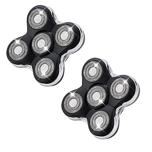 5 Blades Replacement Shaver Head Compatible with Skull Shaver Pitbull, Butterfly Kiss, and Palm Electric Razor 5 Blades(2Pack)