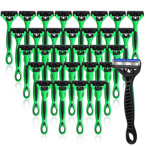 36 Pcs Mens Disposable Razors Bulk 3 Blade Sensitive Head Shaving Razors for Men Travel Hotel Spa Christmas Party Gift