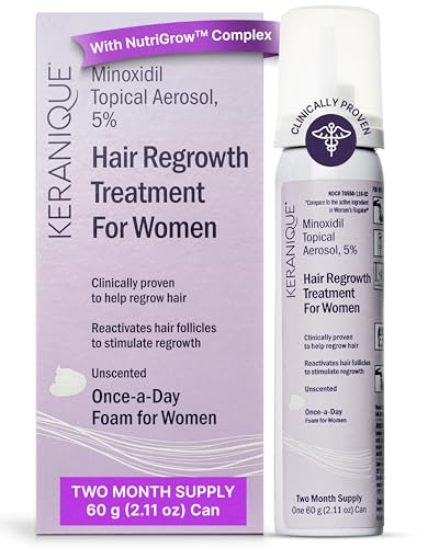 Keranique Women's 5% Topical Minoxidil Foam – Hair Regrowth Scalp Treatment with Powerful NutriGrow blend - Supports Thicker, Fuller, Healthier Hair & Scalp