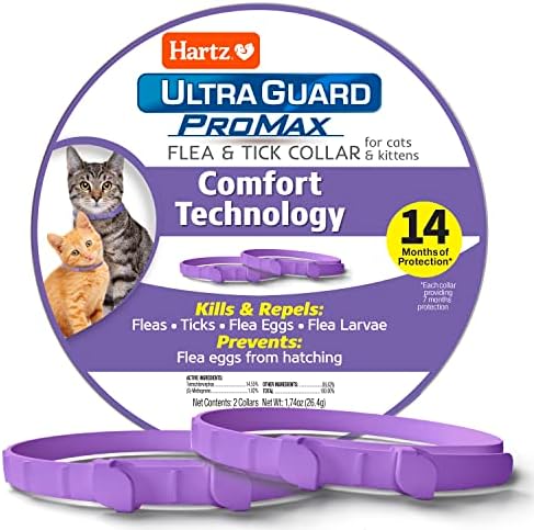 Hartz UltraGuard ProMax Flea & Tick Collar for Cats I 14 Months Protection I Soft & Comfortable | Flea & Tick Prevention I 2 Pack