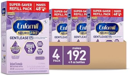 Enfamil NeuroPro Gentlease Baby Formula, Brain Building DHA, HuMO6 Immune Blend, Designed to Reduce Fussiness, Crying, Gas & Spit-up in 24 Hrs, has Prebiotics to Promote Softer Stools, Baby Milk, 30.4 Oz (Pack of 4)