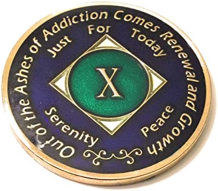 10 Year NA Blue and Green Tri Plate Medallion -Chip, Coin, Token