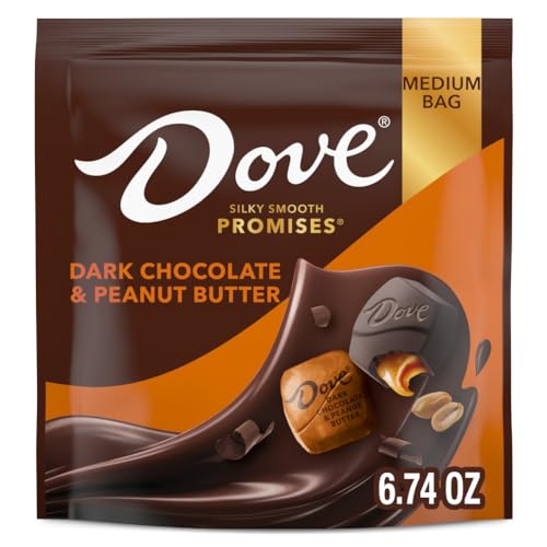 DOVE PROMISES Dark Chocolate Peanut Butter Candy, Bulk Candy, Individually Wrapped, 7.61 oz, 8 Pack