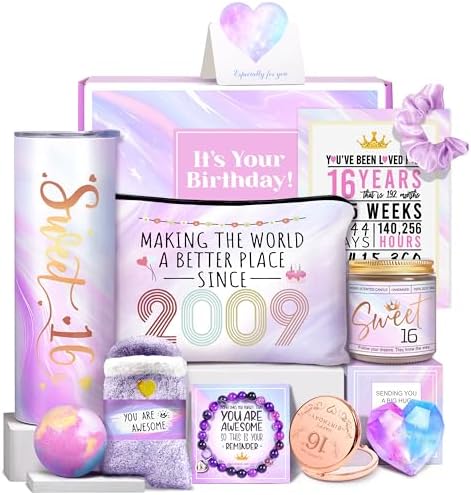 Sweet 16 Gifts for Girls, 16 Year Old Girl Birthday Gift Ideas, Sweet Sixteen Gift for Girl, Happy 16th Birthday Gifts for Her, Daughter, Niece, Granddaughte