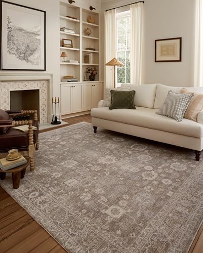Loloi Chris Loves Julia Louisa Collection LOI-03 Taupe/Ivory 7'-10" x 10', .38" Pile Height, Area Rug