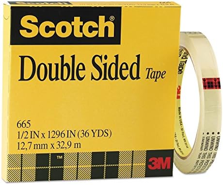 Scotch 665121296 Double-Sided Tape, 1/2-Inch x 1296-Inch, 3-Inch Core, Clear