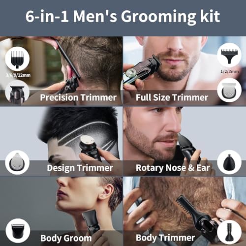 Beard Trimmer for Men,Waterproof Hair Trimmer for Nose, Body, Ear, Face and Mustache,All-in-One Cordless Hair Clipper Grooming Kit,Electric Shaver Razor,T-Blade Liner Trimmert Clippers