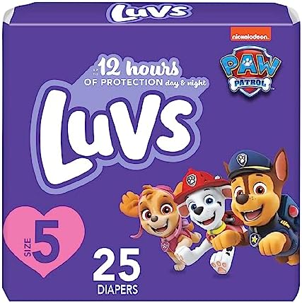 Luvs Size 5 Baby Diapers, Platinum Protection Bluey Diapers for Day & Night, Size 5, 25 Count (Packaging May Vary)