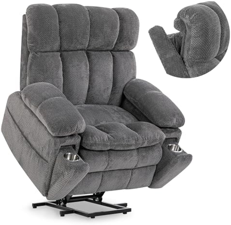Dual Motor Power Lift Recliner Chair for Elderly with Adjustable Headrest,Extra Wide Recliner Chair with Heat and Massage,Lay Flat Recliner with Cupholder Storebox,USB Ports,Type C,Zero Gravity