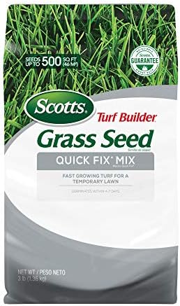 Scotts Turf Builder Grass Seed Quick Fix Mix Fast Growing Turf for a Temporary Lawn, 3 lbs.