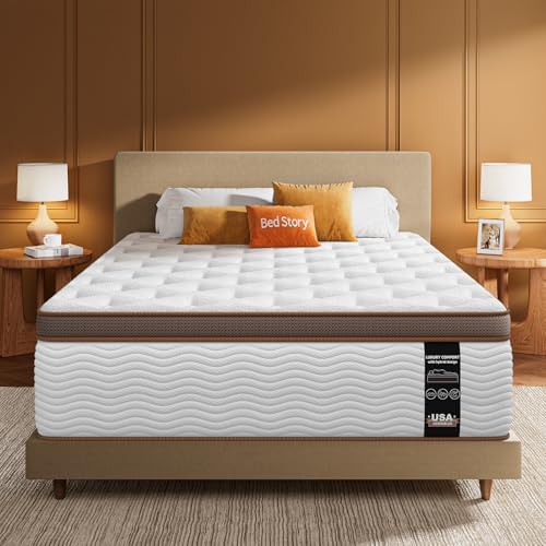 BedStory Queen Size Mattress 12 Inch - Medium Firm Hybrid Mattress with Orthopedic Spine Alignment and Motion Isolation - 2.0mm Advanced Pocket Springs, CertiPUR-US Certified, Fiberglass-Free