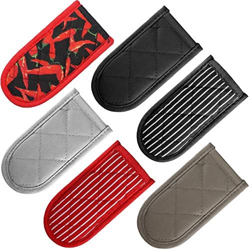 6 Pieces Cast Iron Pan Handle Covers Sleeve Holders Heat Resistant Non-Slip Skillet Pot Holders Kitchen Oven Mitts for BBQ and Baking Supplies,6 Styles