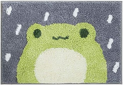 Bath Mat Cute Shower Rug, Luxury Shaggy High Absorbent and Anti Slip, Machine Washable Fit for Bathtub, Shower and Bath Room, (19.68"x 31.49", Little Frog)