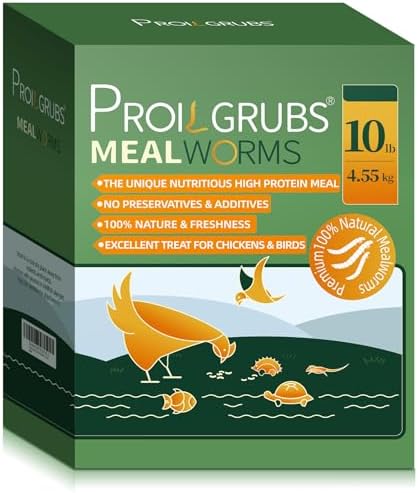 PROILGRUBS 10LBS Dried Mealworms Nature High Protein Worms Bulk Chicken Treat Ideal for Laying hens,Wild Birds,Duck,Fish,Turtle,Reptile...