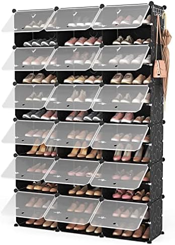 ROJASOP Portable Shoe Rack Organizer, 72 Pairs Covered Shoe Rack Shoe Organizer for Closet Entryway 12-Tier Shoe Storage Cabinet Space Saver Closed Shoe Organizer Cabinet with Doors