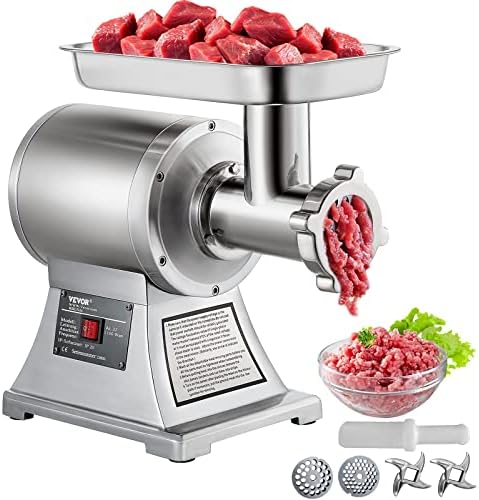 VEVOR Commercial Meat Grinder, 550LB/h 1100W Electric Meat Mincer, ETL Approved Heavy Duty Industrial Meat Mincer Machine