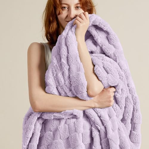 Bedsure Lavender Fog Fleece Blanket for Couch - Super Soft Cozy Blankets for Women, Cute Small Throws for Girls, 50x60 Inches