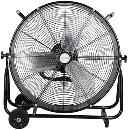 hykolity 8100 CFM 24" High Velocity Industrial Drum Fan, 3-Speed Heavy Duty Metal Shop Fan for Commercial, Warehouse, Garage and Factory, UL Listed, Black