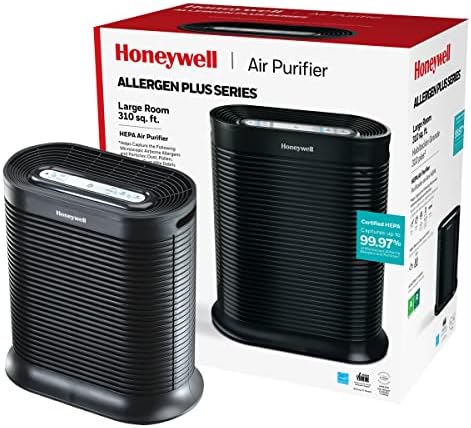 Honeywell AllergenPlus HEPA Air Purifier, Airborne Allergen Reducer for Large Rooms 1500 sq ft, Reduces Allergens, Smoke, Wildfire Smoke, Pollen, Pet Dander and More, Black, HPA200