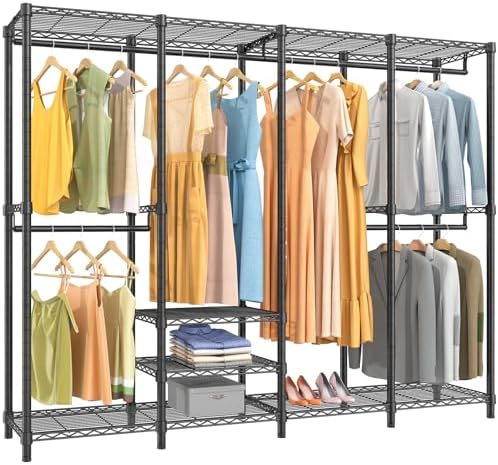 VIPEK V40 Wire Garment Rack Heavy Duty Clothes Rack for Hanging Clothes, Multi-Functional Bedroom Clothing Rack Freestanding Closet Wardrobe Rack, Max Load 1110lbs, Black