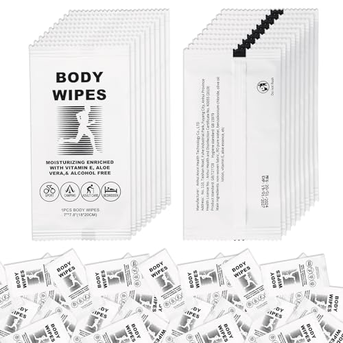 Body Wipes for Women and Men Individually Wrapped Face and Body Wipes, Bath Wipes for Adults No Rinse Personal Cleansing Wipes Travel, Bulk Deodorant for Homeless Shower Wipes for Camping Hiking (100)