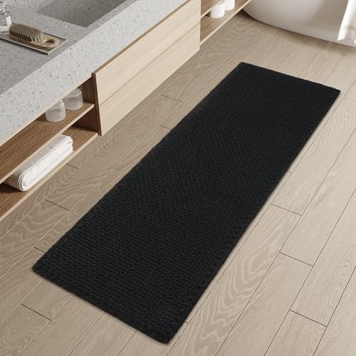 Checkered Bath Mat Runner, Super Absorbent Non Slip Bathroom Runner Rug Modern Woven Washable Runners for Hallways Entryway Bedroom Laundry Room Kitchen Under Sink, 2' x 5'