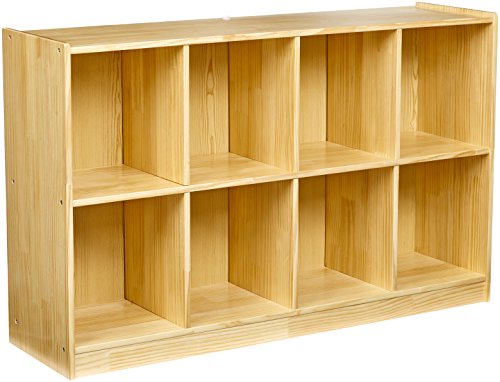 Amazon Basics Block Storage Cabinet, Backpack Organizer Shelf, 8 Compartment, 13" D x 48" W x 30" H, Pine Wood