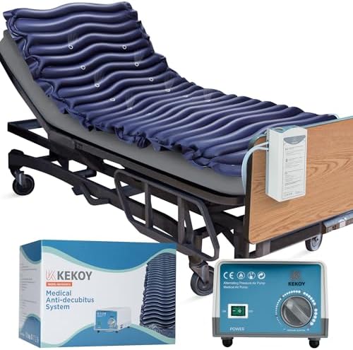 Alternating Air Pressure Mattress Pad with Micro Air Vents for Bedsore Prevention, with Whisper Quiet Pump, Waterproof Pressure Relief Ulcer Cushion Pad for Bed Sores for Hospital Bed Home Use
