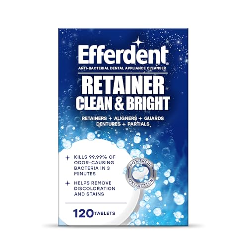 Efferdent Retainer Clean & Bright – Retainer Cleaner Tablets, 120 Count – for Retainers, Mouth Guard, Night Guard, Dentures