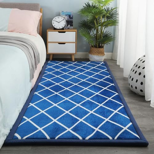 Play Crawling mat for Nursery Baby, Extra Soft Activity Floor Mat for Kids Playroom Bedroom- Blue checkered-200 * 220cm