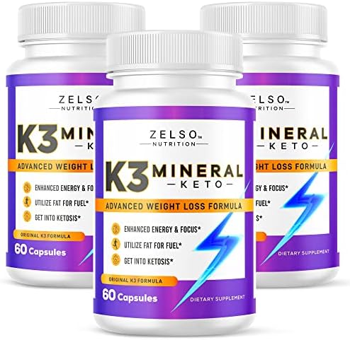 (3 Pack) K3 Mineral Weight Loss Pills for Women and Men, K3 Mineral Pills - K3 Salt Mineral, Vitamin + K3 Capsules Supplement for Keto Weight Loss - 3 Months Supply