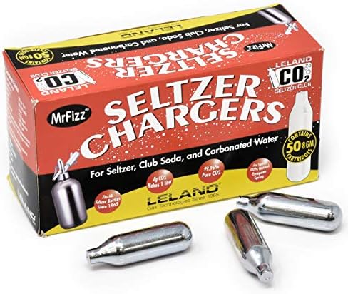 100 Leland (LE10 CO2) CO2 Soda Chargers - 8 Gram C02 Seltzer Water Cartridges For Use With Hamilton Beach Fizzini, and all 1Liter / Quart Soda Siphons