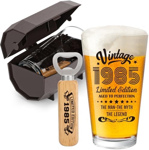 40th Birthday Gifts For Men, Vintage 1985 Beer Glass 40 Year Old Birthday for Him, 40th Birthday Decorations for Man Over 40, Cool 40 Birthday Gift Ideas for Men Turning 40