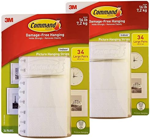 Command Indoor Picture Hanging Strips 34 Large Pairs 68 Strips (2 Pack Large Strips)