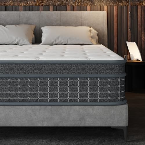 UMN Full Size Mattress, 12 Inch Full Mattress in a Box, Individually Pocketed Springs, Pressure Relief, Motion Isolation, Provides Support, CertiPUR-US Certified, Medium Firm