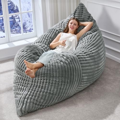Hobestluk 3 in 1 Bean Bag Chair Giant Bean Bag Chairs Convertible Bean Bag Floor Cushion with Machine Washable Cover, Beanbag Chairs for Adult (Turquoise Grey)