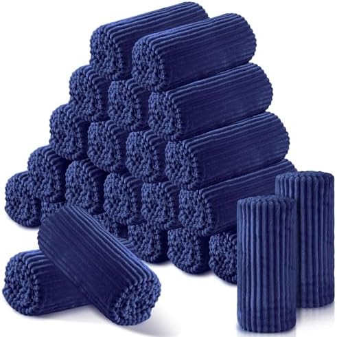 Buryeah 24 Pcs Flannel Throw Blanket Bulk 50 x 60 in Sleepover Blankets Outdoor Wedding Throw Lightweight, Oeko-TEX Standard 100 Certified for Sofa Donation Homeless Gifts (Navy)