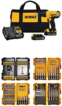 DEWALT 20V MAX* Cordless Drill/Driver Kit with Screwdriver/Drill Bit Set, 100-Piece (DCD771C2 & DWA2FTS100)