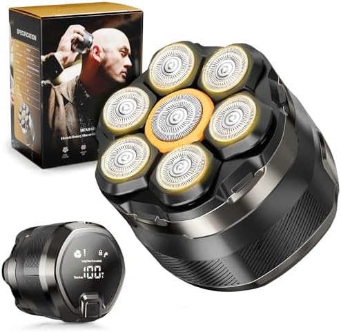 Head Shaver for Bald Men: Electric Bald Razor-7D Wet/Dry Shaving-Professional Grooming Kit for Balder-Rechargeable Head Shavers for Scalp/Face/Beard -Close Shave