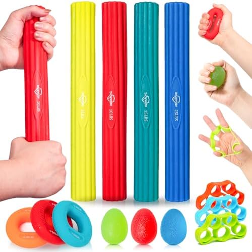 Flex Therapy Bar and Grip Strength Trainers set, Physical Therapy & Resistance Bar for Golfers Elbow,Tendinitis,Wrist,Forearms Pain, Improve Grip Strength and Relieve Pain
