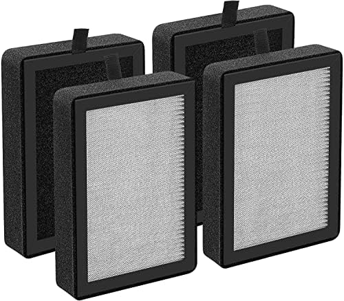 4 Pack LV-H128 Replacement Filter Compatible with LEVOIT LV-H128 / PUURVSAS (HM669A) / ROVACS (RV60) Air Purifiers, 3-in-1 H13 TRUE HEPA, Activated Carbon Layer and Pre-Filter