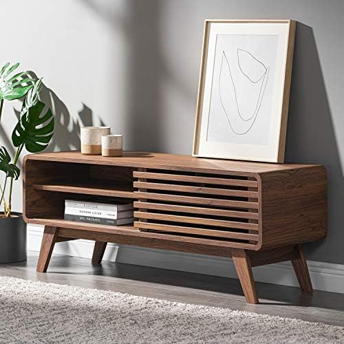 mopio Ensley TV Stand, Mid Century Modern for 55/60/65 inch TV, Farmhouse TV Stand, Entertainment Center with Storage, TV and Media Console for Living Room (Walnut, 46")