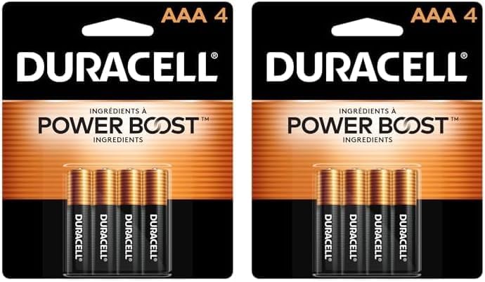 DURACELL Coppertop AAA Batteries with Power Boost Ingredients, 4 Count Pack Triple A Battery with Long-Lasting Power, Alkaline AAA Battery for Household and Office Devices (Pack of 2)