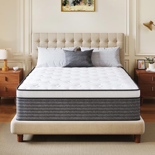 CH CHARME HOUSE Queen Mattress, 14 Inch Hybrid Queen Size, Medium Feel Foam and Individual Pocket Springs, Fiberglass Free Bed Mattress, Extra Edge Support, Pressure Relief, CertiPUR-US