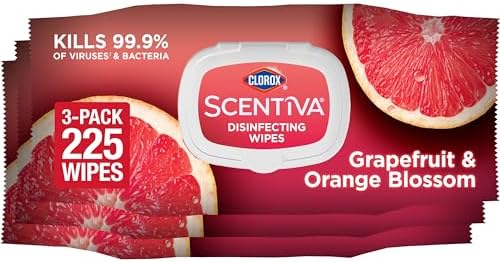 CLOROX Scentiva Disinfecting Wipes, Grapefruit and Orange Blossom, 75 Ct., Pack of 3 (Pack May vary)