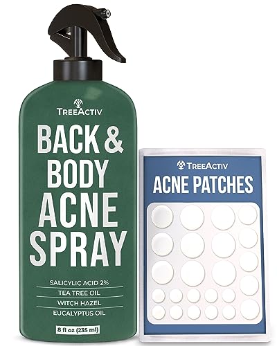 TreeActiv Body Acne Treatment Spray, 8 fl oz, 2% Salicylic Acid Spray for Body, Back Acne Treatment with Tea Tree Oil and Aloe Vera, Gentle Back Acne that Clears Body Acne, 2000+ Uses